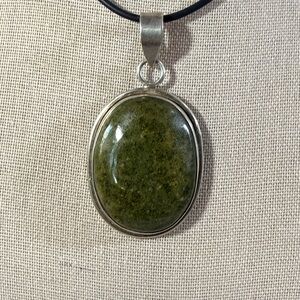 Elegant 925, Sterling Green Jasper Statement Pendant (Pendant Only)